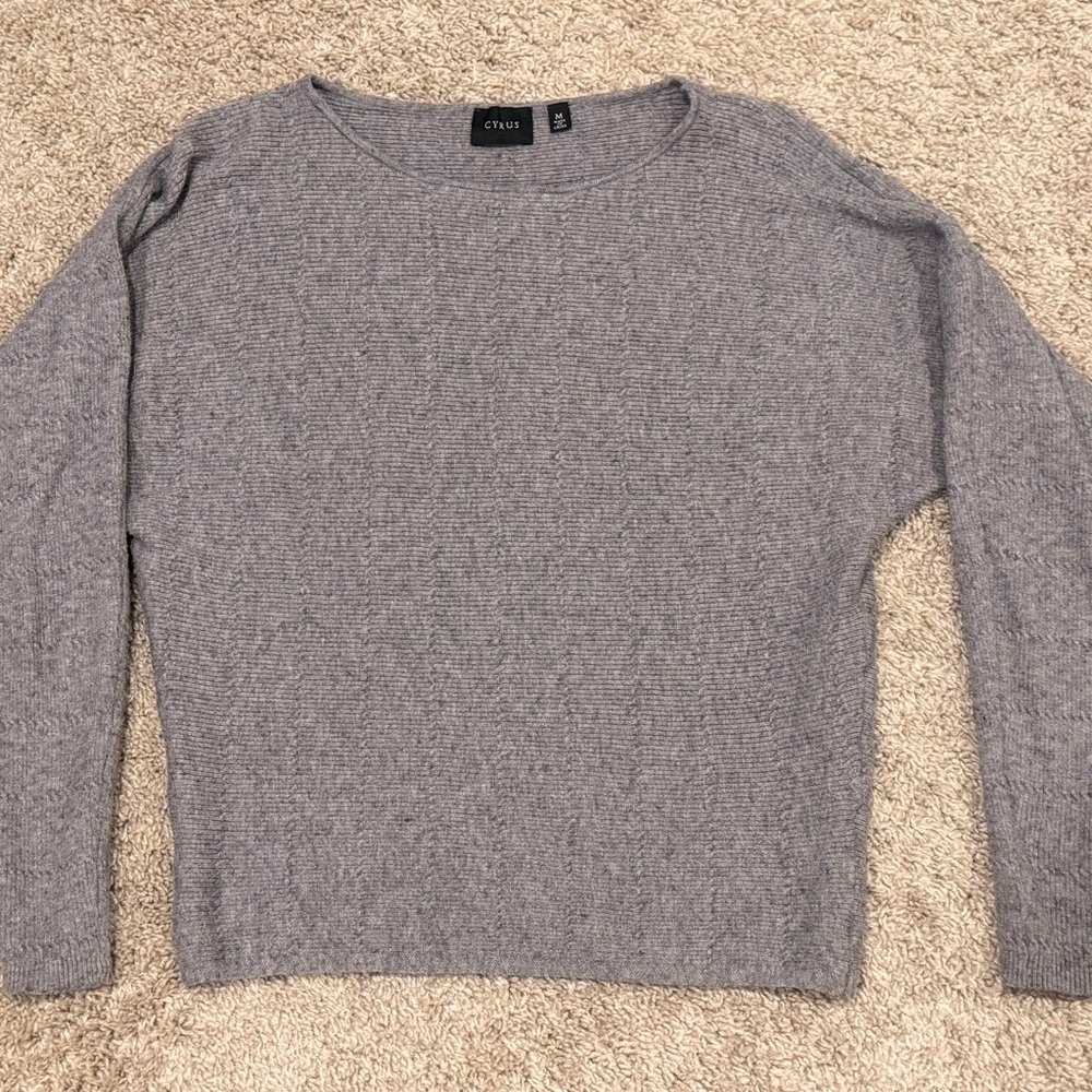 Cyrus Gray Long Sleeve Pull Over Soft Knit Boat Neck Sweater Rayon Blend sz M